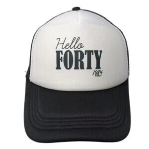 ThisWear Trucker Hat Black White One Size Hello Forty 1984 Foam Mesh Snapback